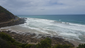View of the beach from above the Great Ocean Road